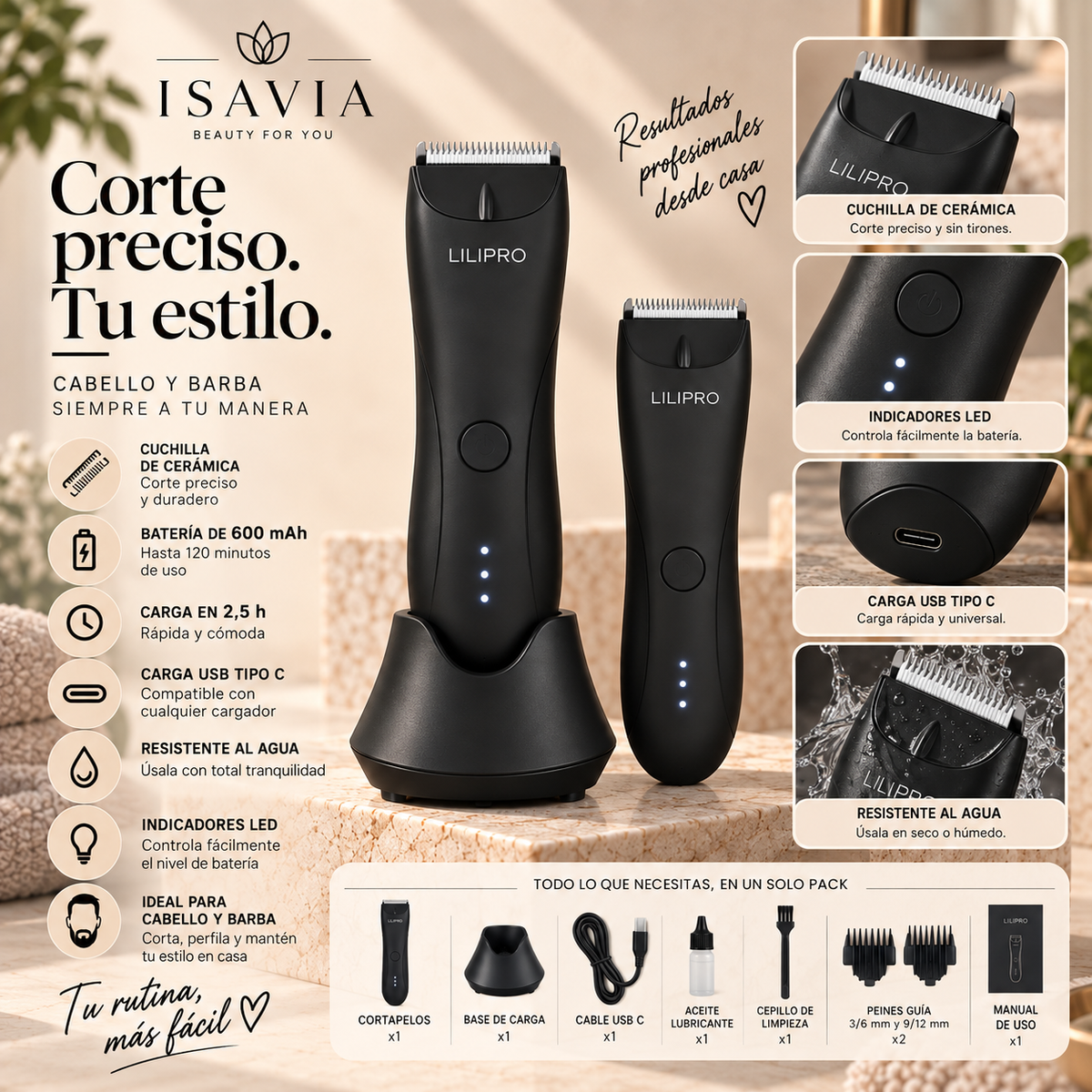 LILIPRO™ – Cortapelos Profesional Recargable
