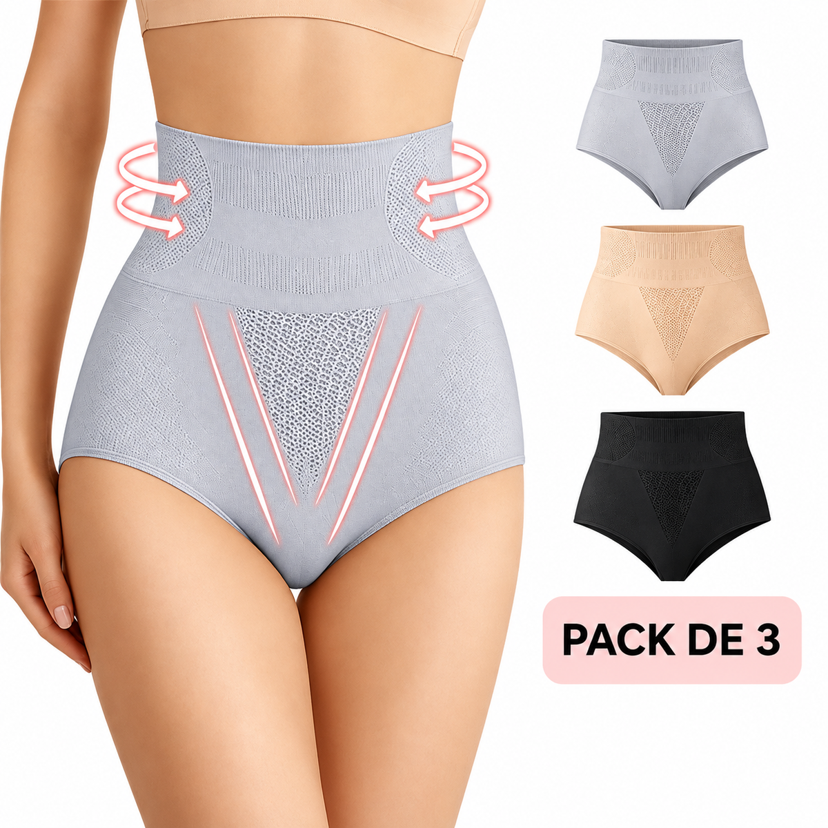 SculptLift™ — Pack de 3 Bragas Faja Push Up de Cintura Alta