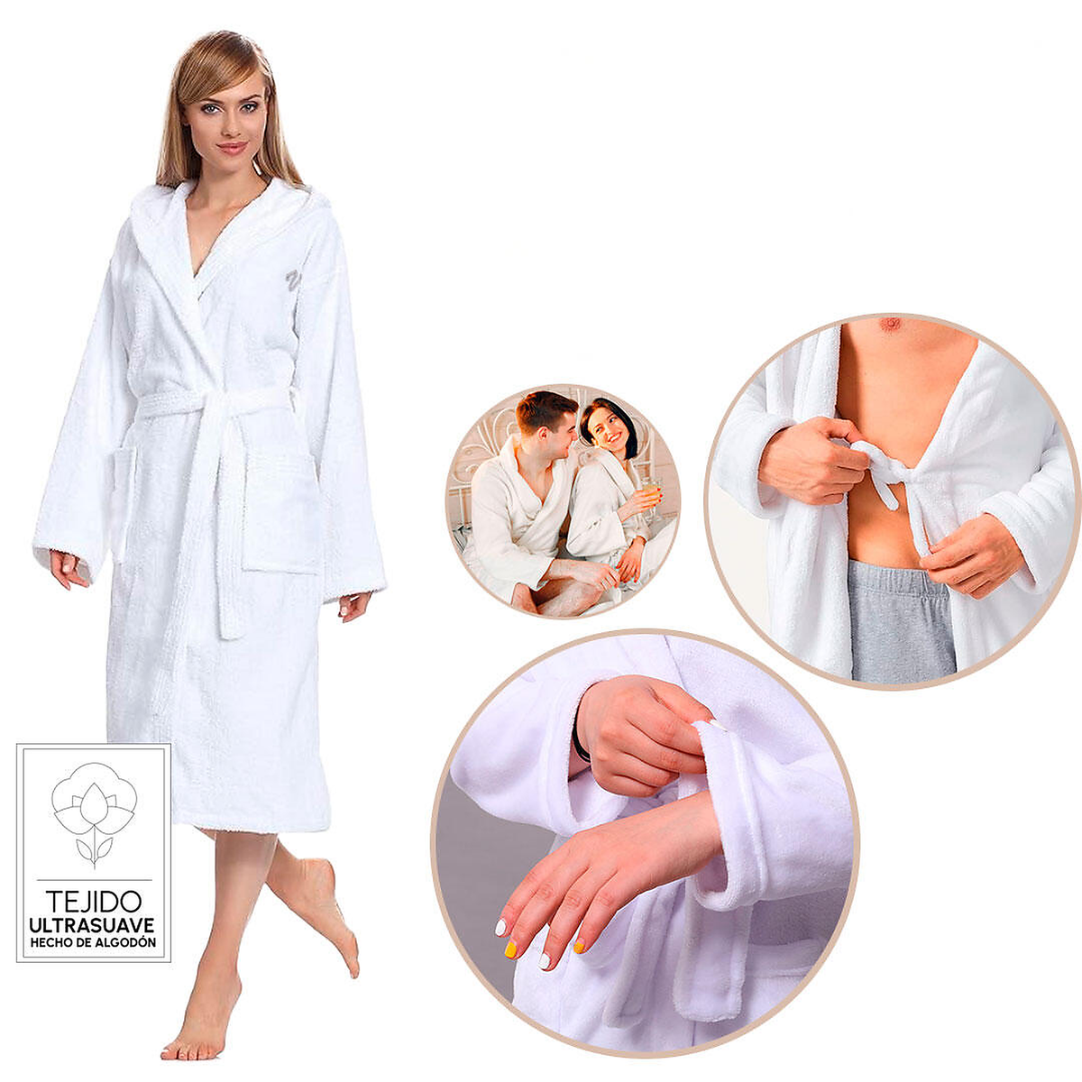 CloudSoft™ — Albornoz Femenino Extra Suave y Absorbente