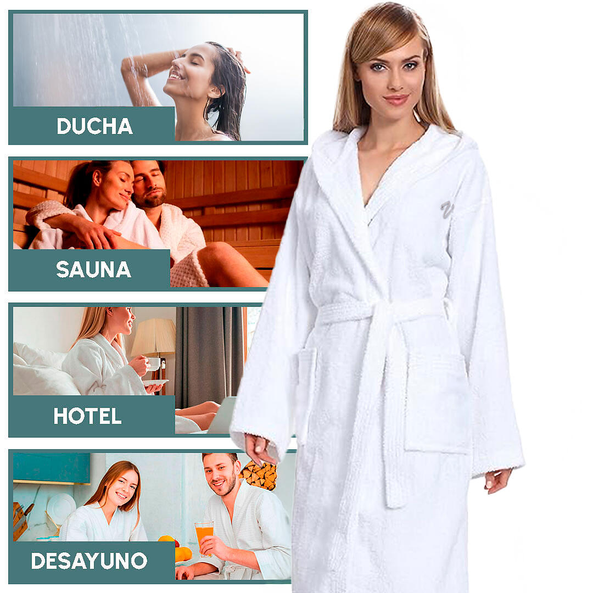CloudSoft™ — Albornoz Femenino Extra Suave y Absorbente